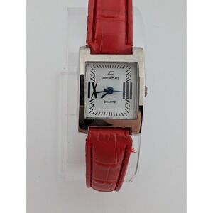 Contemplate Watch Women 19mm Silver Case Red Leather 7" Band- New Battery